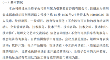 ST陽(yáng)光通擬投資10萬(wàn)設(shè)立全資子公司 發(fā)力教育咨詢與文化藝術(shù)交流